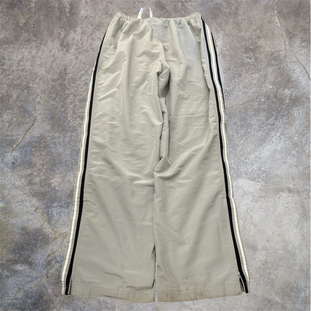 Vintage Reebok Men's Nylon Track Pants Gray Side Stripes Baggy
